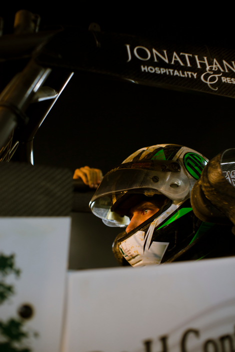 Clauson, prepping for his second race of the night minutes after winning the first. Photo Credits: Raphael Orlove